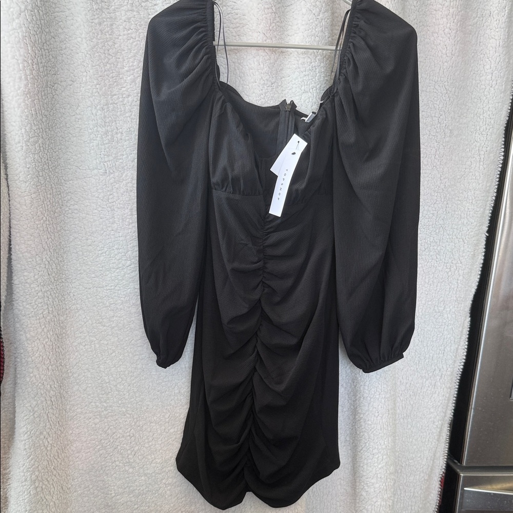 “ SIZE 4” Topshop ruched long sleeve mini tea dress